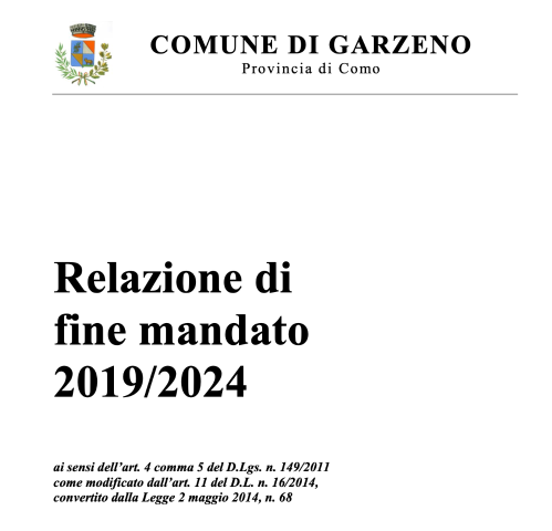 Relazione di fine mandato del Sindaco periodo 2019 - 2024